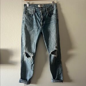 Agolde Men's Light Blue Distressed Jeans